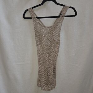 Guess Metallic Open-Knit Tank Top - Gold